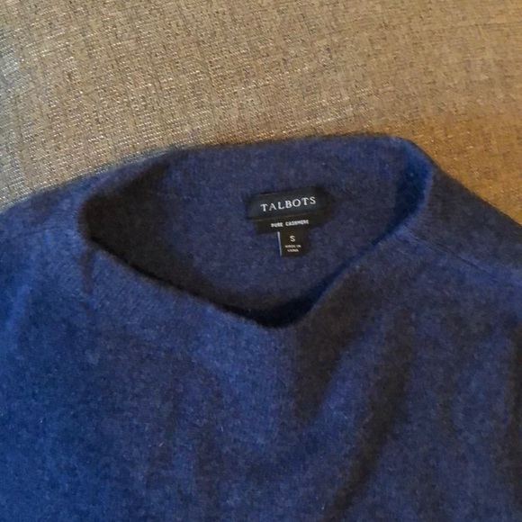 Talbots Pure Cashmere Blue heathered sweater - Picture 2 of 4